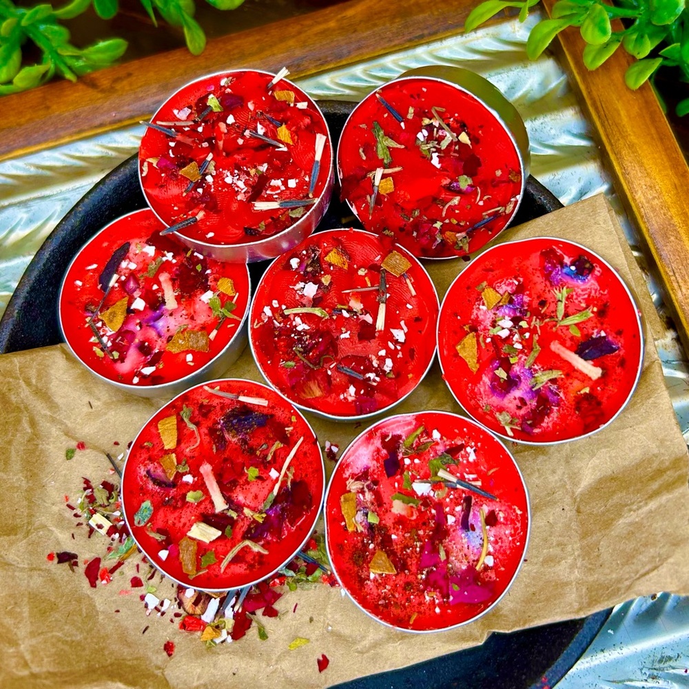 SEVEN Passionate Red Love Tea Light Ritual Candles
Love Romance Passion Sensual